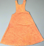 Handmade burnt orange cotton overall dress laid flat back view