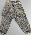Flat lay front view of olive green drape back pants