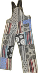 Flat lay back view of patchwork cotton overalls