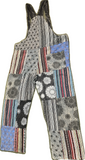 Flat lay back view of patchwork cotton overalls