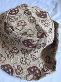 mushroom bucket hat with brim bent detail on white background