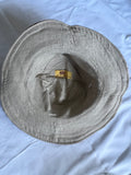 Hemp mushroom bucket hat inside view on white sheet background